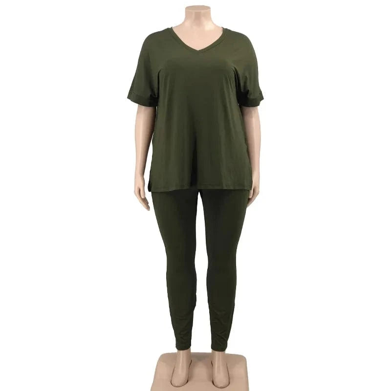 Plus Size Two Piece Set Outfits Loungewear Sets Fall Oversized Loose Tshirts Legging Sweatpants Sweatsuits Tracksuit Women