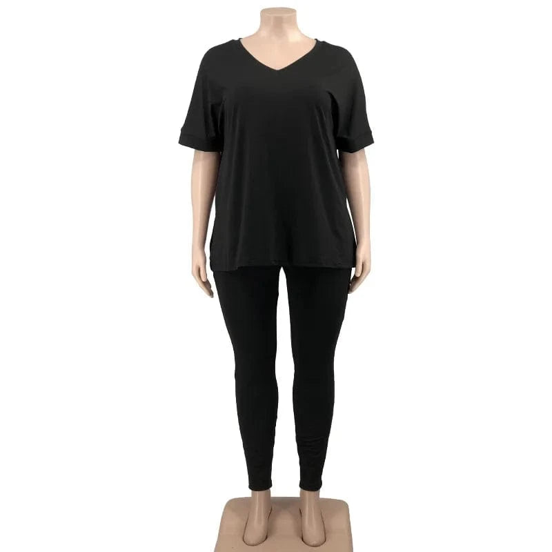 Plus Size Two Piece Set Outfits Loungewear Sets Fall Oversized Loose Tshirts Legging Sweatpants Sweatsuits Tracksuit Women