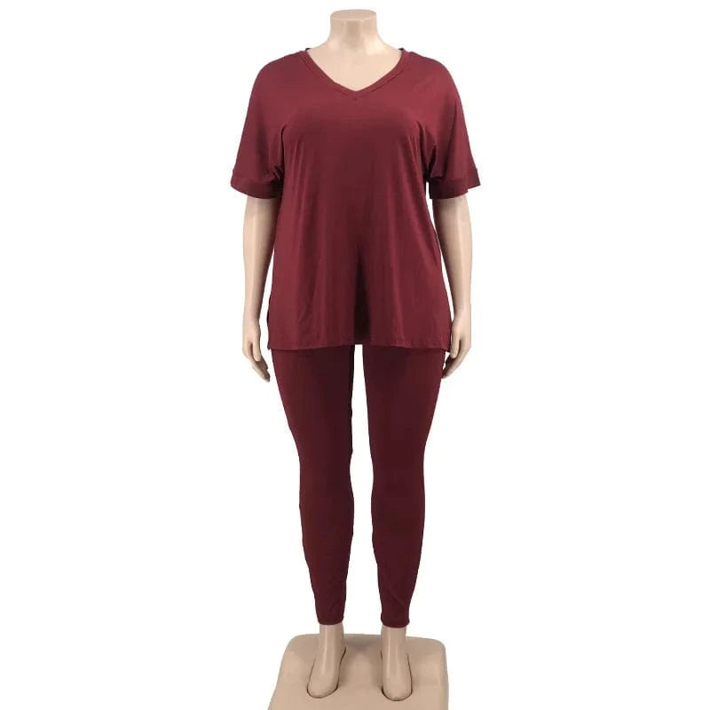 Plus Size Two Piece Set Outfits Loungewear Sets Fall Oversized Loose Tshirts Legging Sweatpants Sweatsuits Tracksuit Women