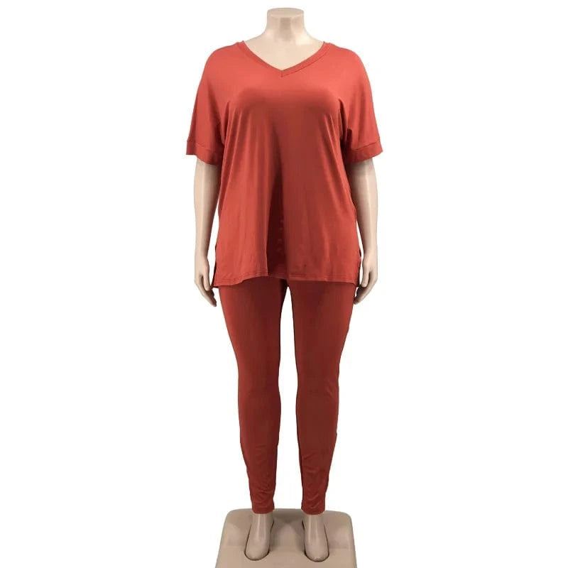 Plus Size Two Piece Set Outfits Loungewear Sets Fall Oversized Loose Tshirts Legging Sweatpants Sweatsuits Tracksuit Women