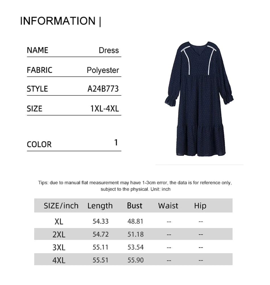plus Size Women's Pullover V-Neck Long Sleeve Dress Autumn 2025 Printed Loose Casual Fashion Best Choice for Autumn