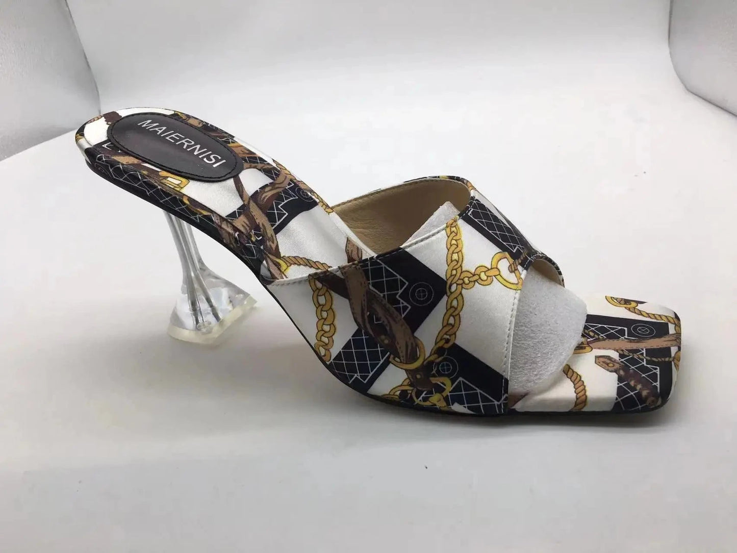 Plus sizes new female crystal high heel sandals ladies pumps women's printing cloth fashion sandals slippers