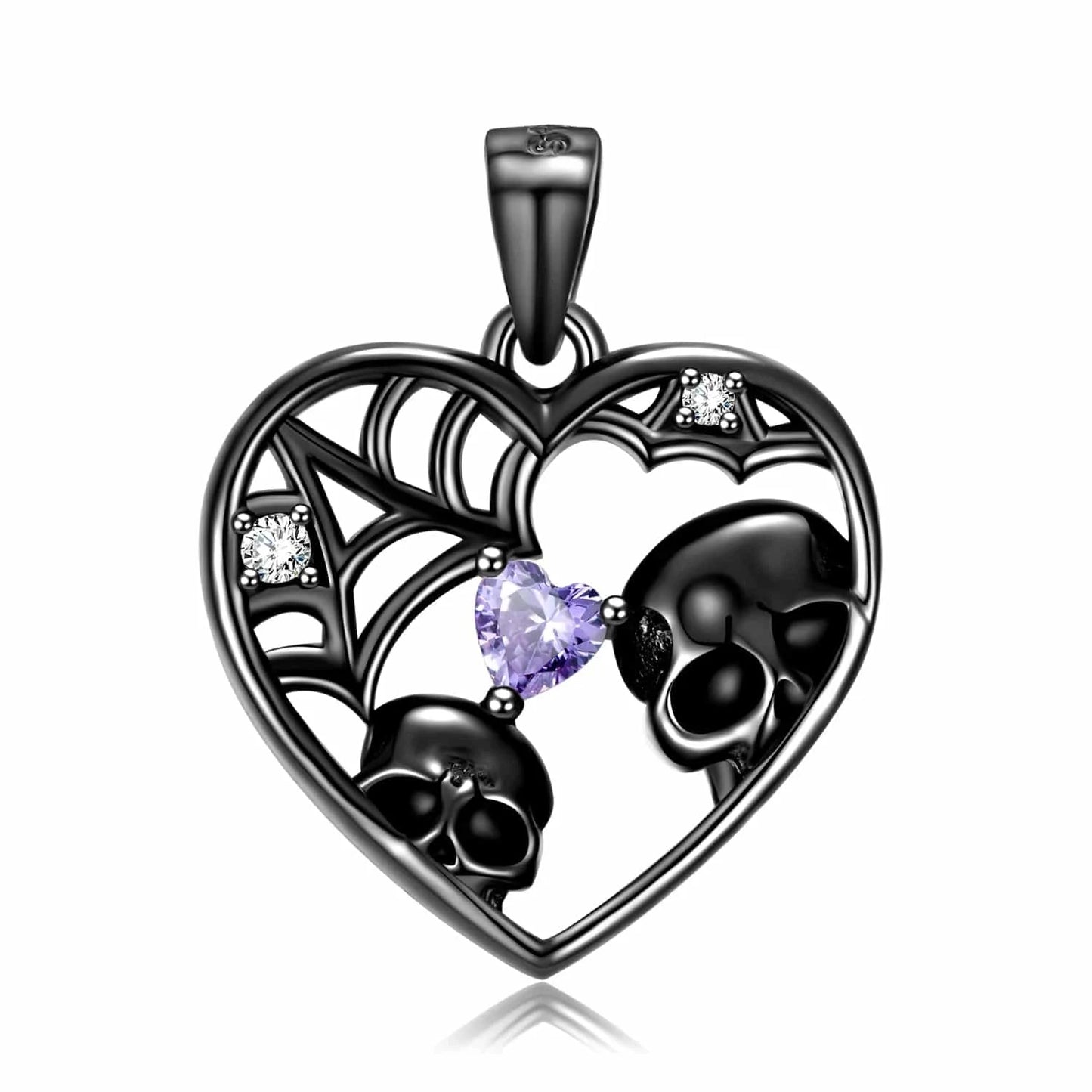 PNC0028 Moon Cat Skull and Lung Heart shape Pendants for Necklace Authentic 925 Sterling Silver Pendant for Women Fine Necklaces jewelry