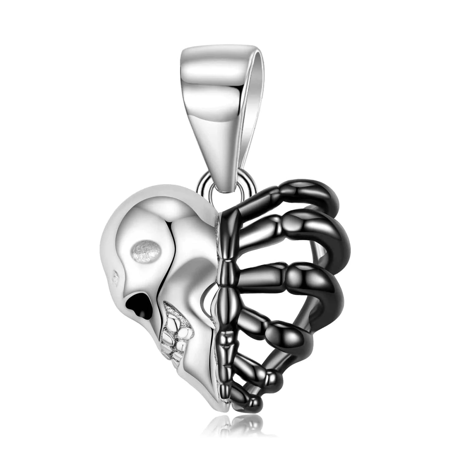 PNC0087 Moon Cat Skull and Lung Heart shape Pendants for Necklace Authentic 925 Sterling Silver Pendant for Women Fine Necklaces jewelry