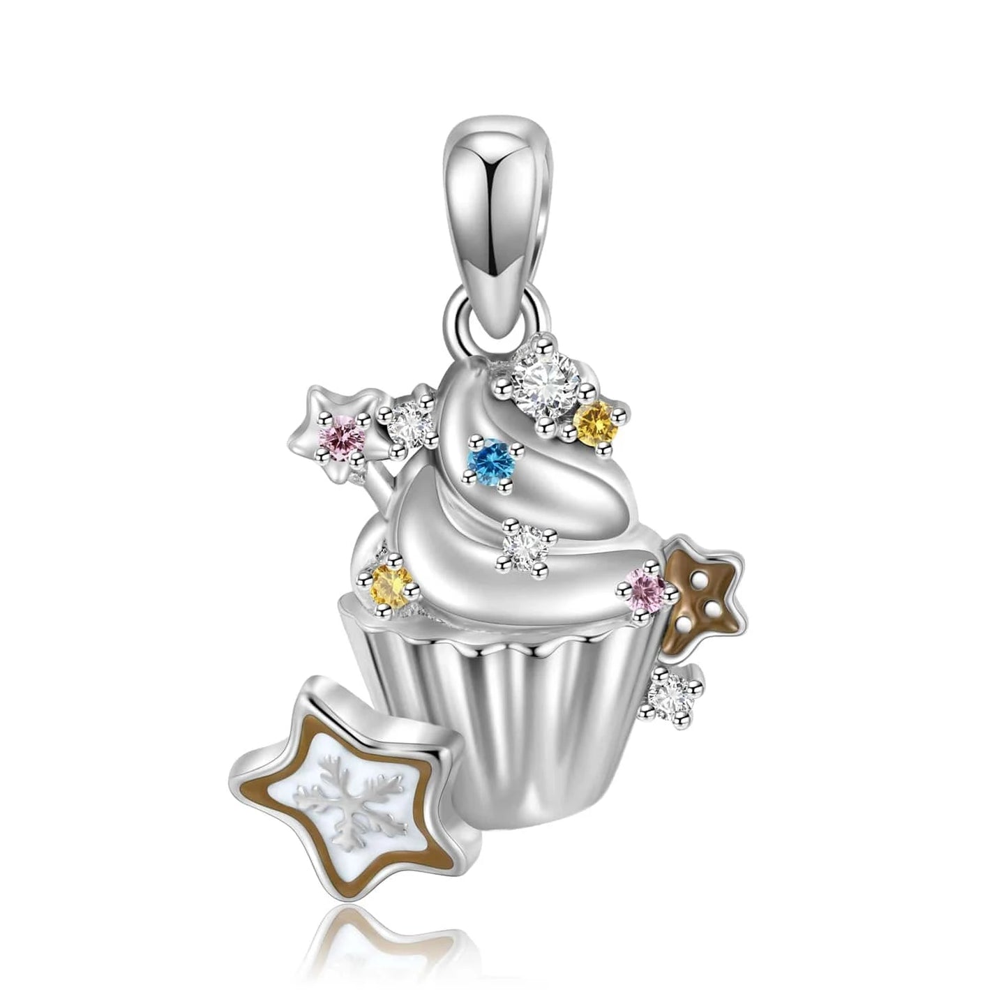 PNC0100 Snowflake Candy Sweet Cake Pendant for Necklace 925 Sterling Silver Fashion Pendant for Women Necklaces Jewelry Christmas Gift