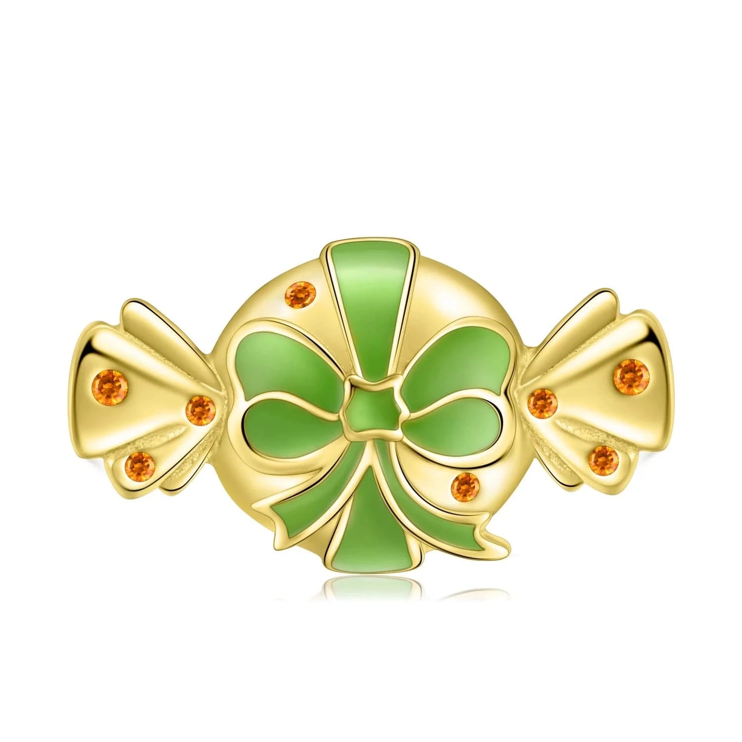 PNC0124 Sweets Candy Pendant for Necklace Authentic 925 Sterling Silver Gold Bow Necklaces Jewelry for Women Girl Christmas Gift Fashion
