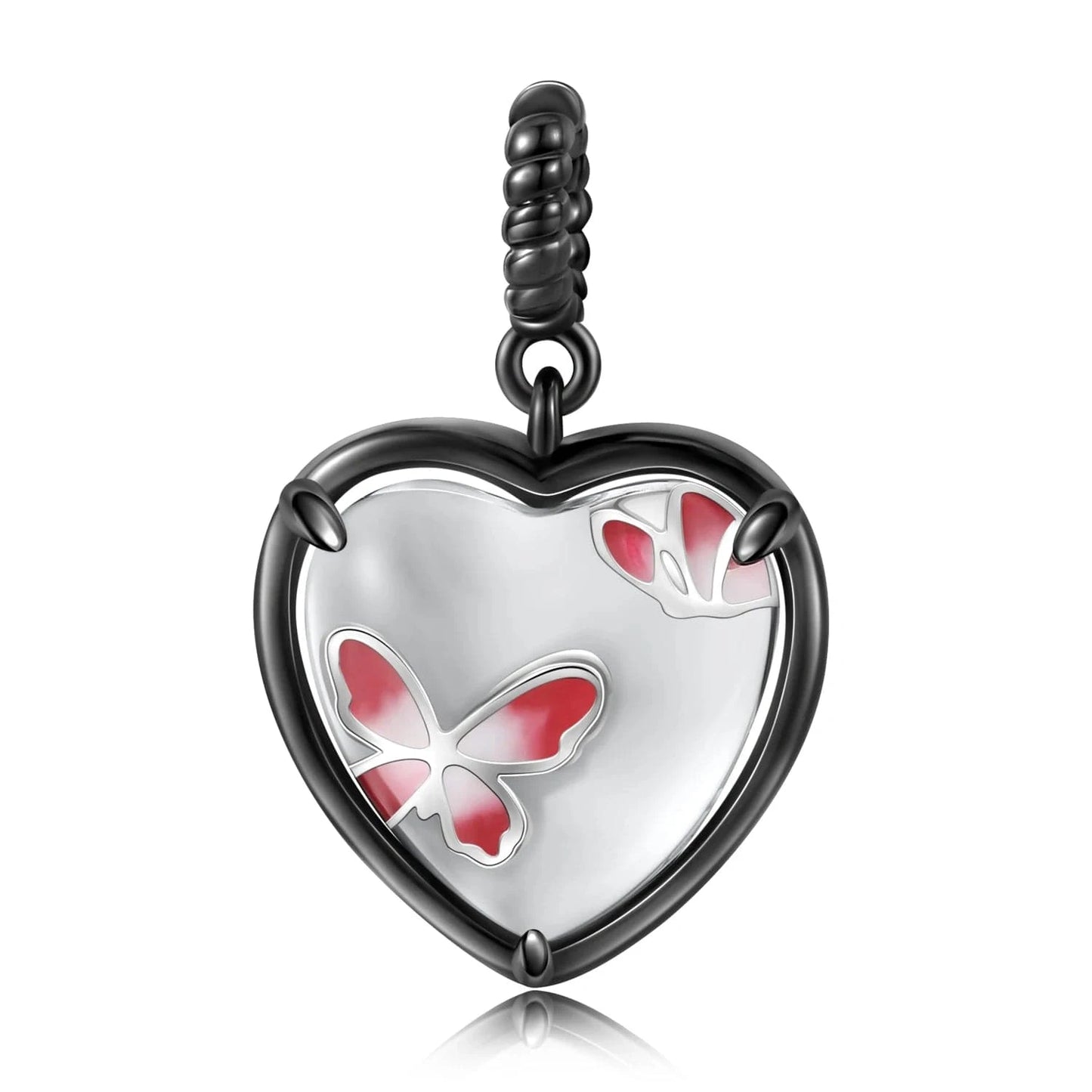 PNC0176 Butterfly Pendant Necklace Authentic 925 Sterling Silver Heart-shaped Pendant for Amazon Fine Necklaces Jewelry Women Accessory