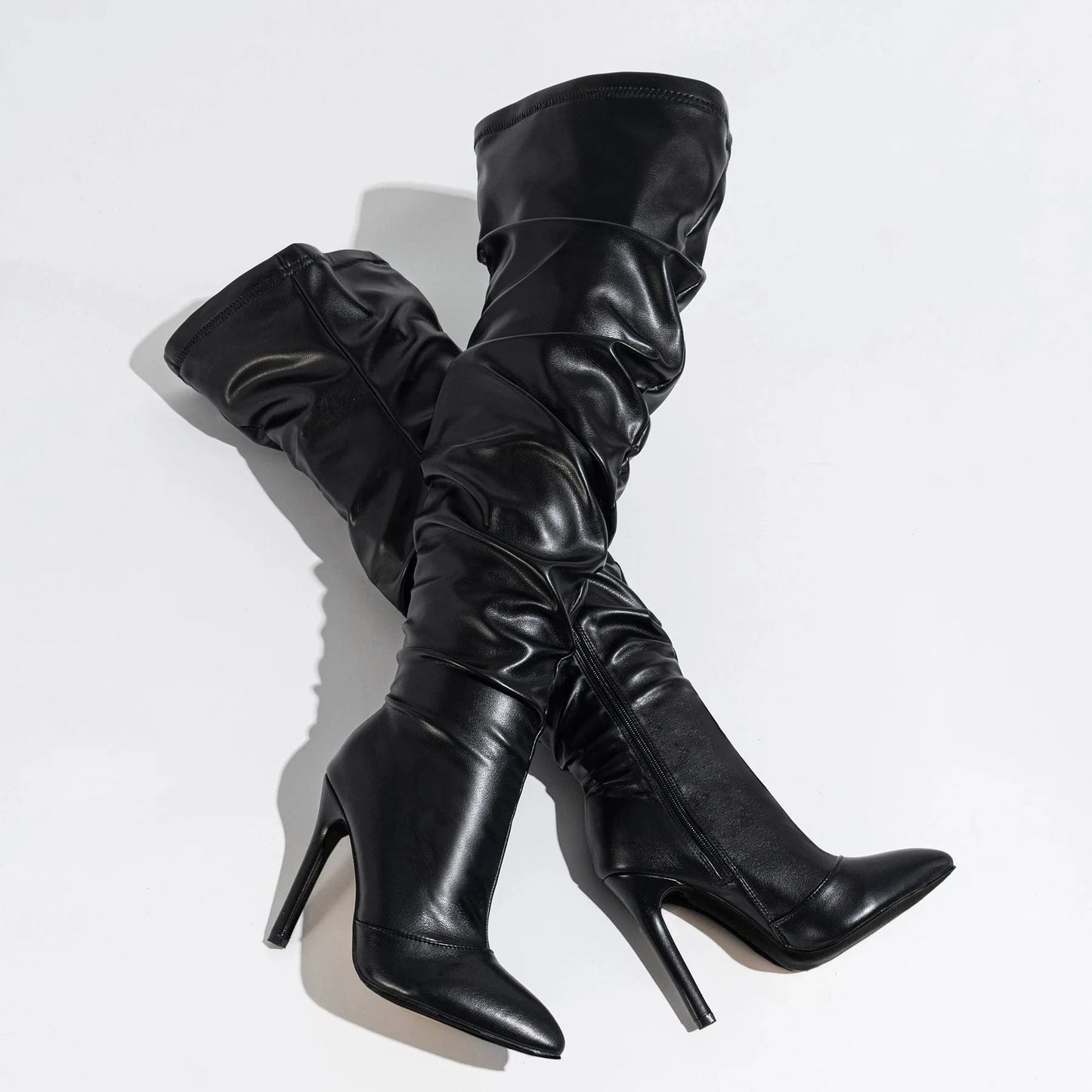 Pointed Toe Boots jazz dance high-heel knee-high long tube hot girls big tube heap boots 2024