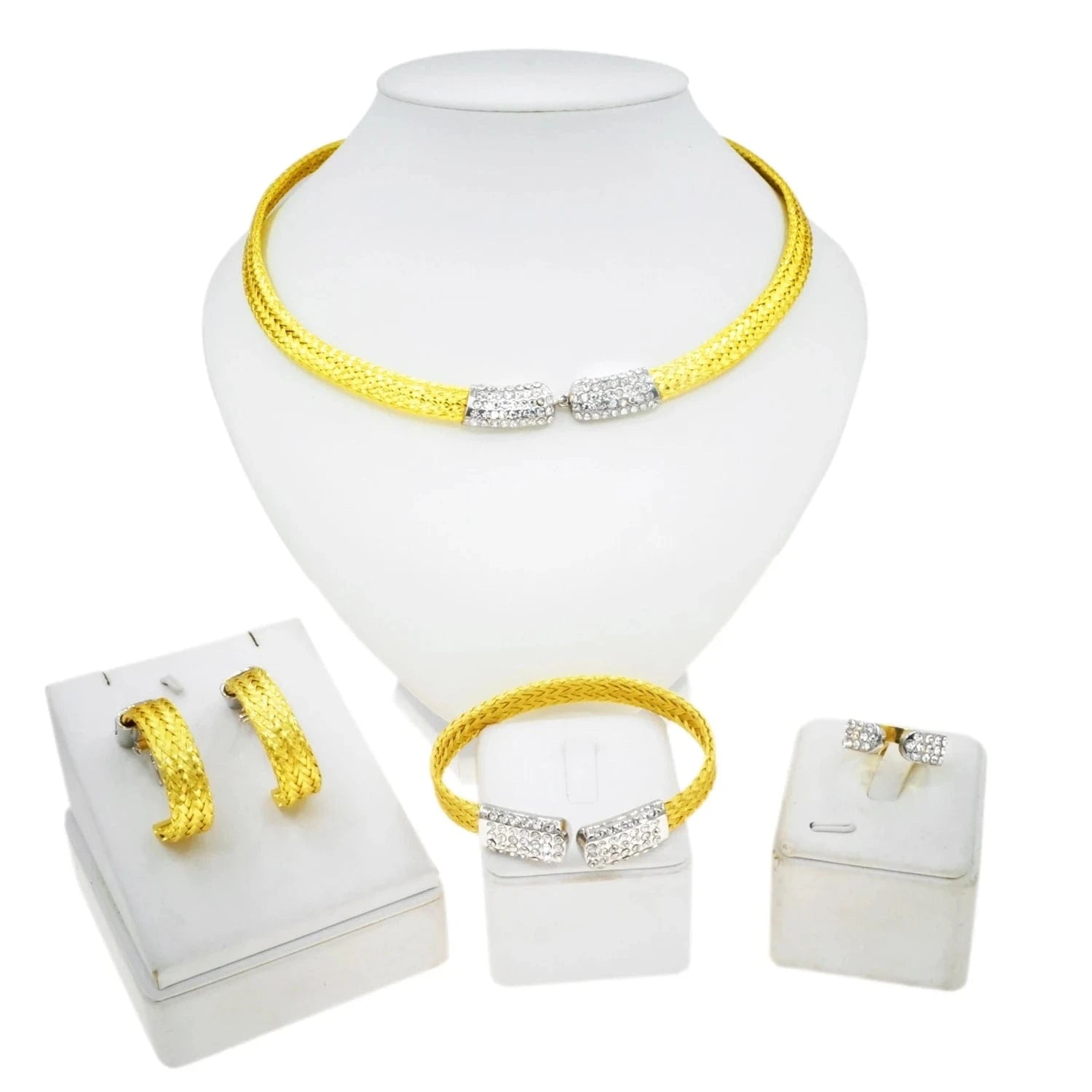 Popular Fashion Gold Plated Copper Dubai Brazilian Jewelry Set Latest Wedding Bridal Party Gift Birthday Factory Jewels
