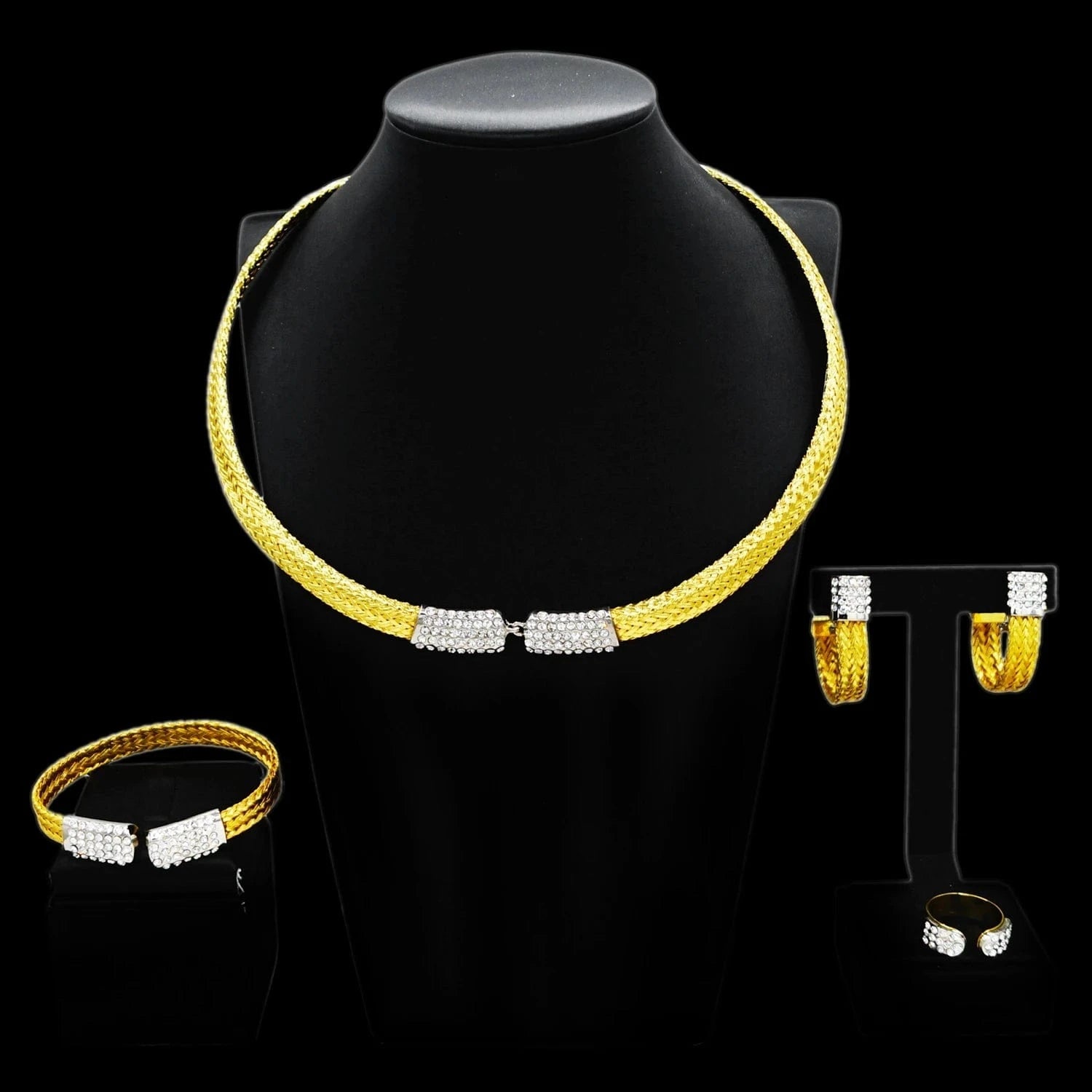 Popular Fashion Gold Plated Copper Dubai Brazilian Jewelry Set Latest Wedding Bridal Party Gift Birthday Factory Jewels