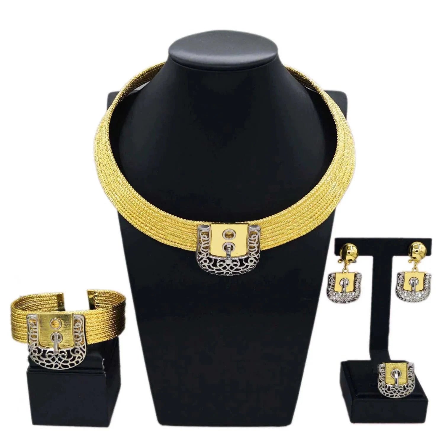 Popular Fashion Gold Plated Copper Dubai Brazilian Jewelry Set Latest Wedding Bridal Party Gift Birthday Factory Jewels
