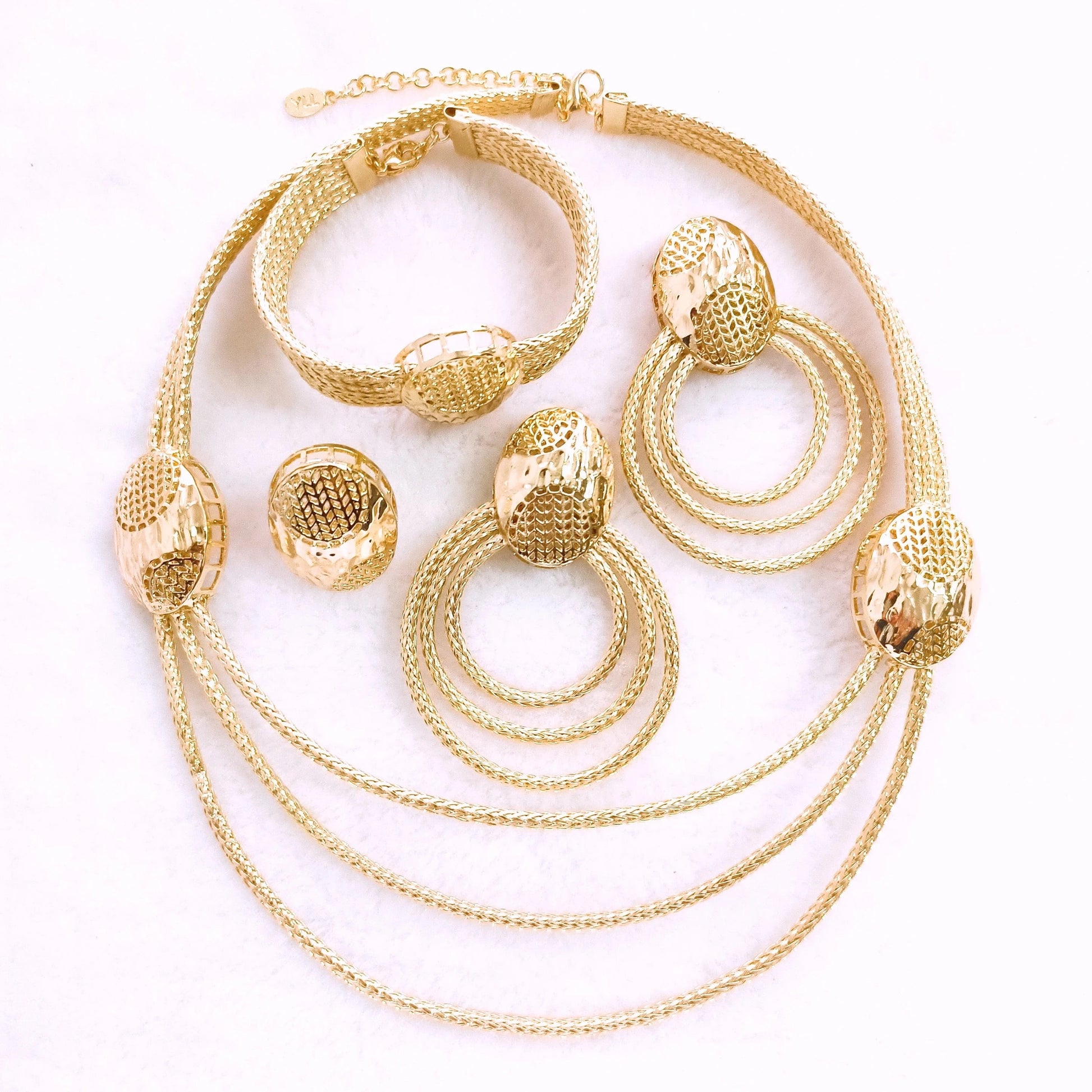 Popular Fashion Gold Plated Copper Dubai Brazilian Jewelry Set Latest Wedding Bridal Party Gift Birthday Factory Jewels