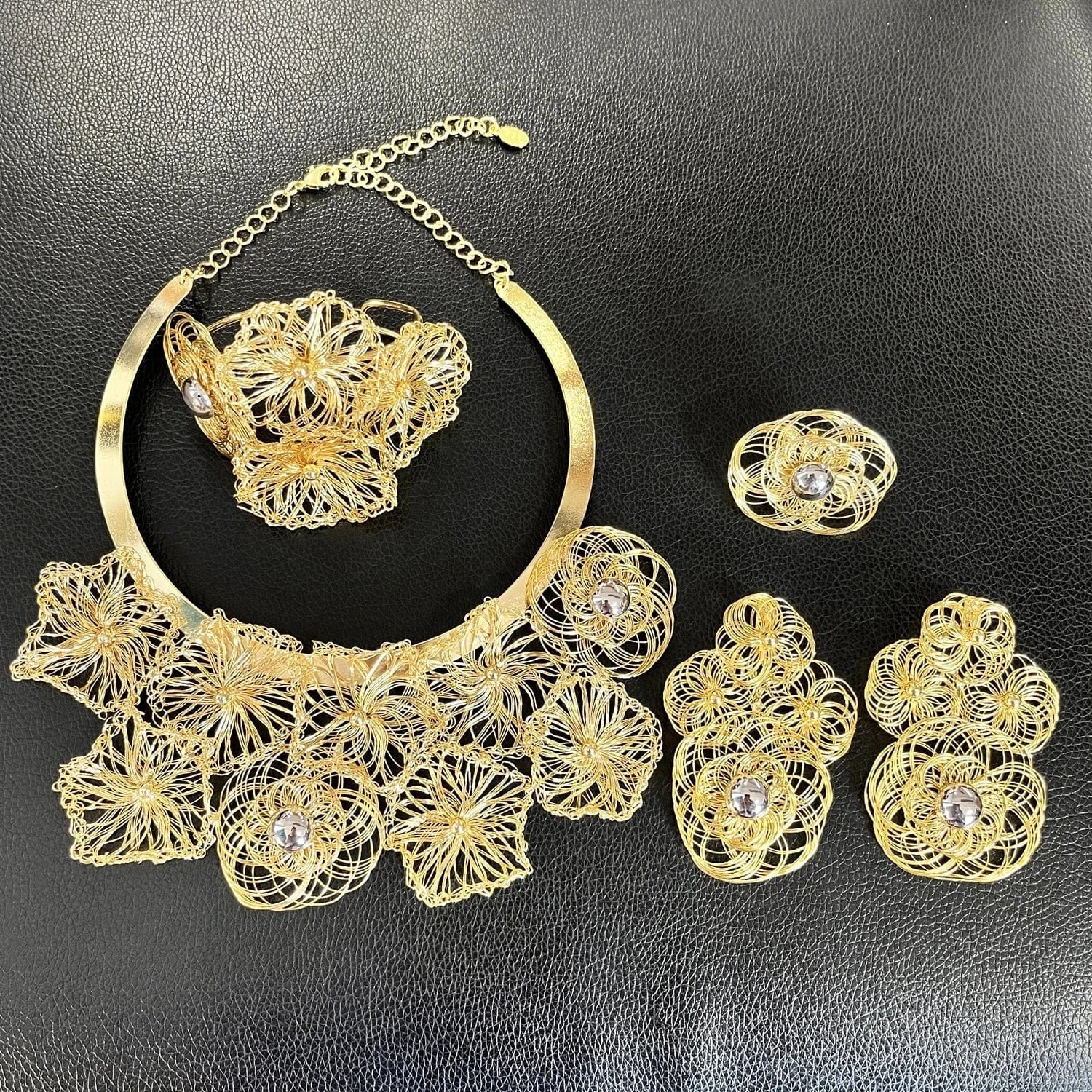 Popular Fashion Gold Plated Copper Dubai Brazilian Jewelry Set Latest Wedding Bridal Party Gift Birthday Factory Jewels