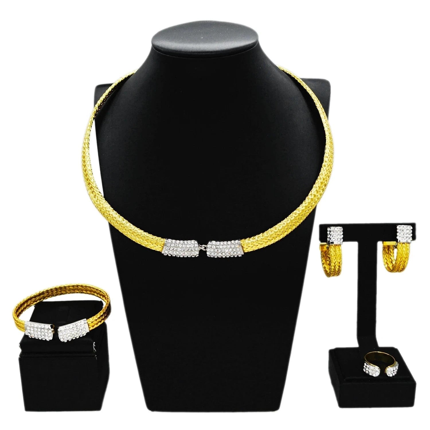 Popular Fashion Gold Plated Copper Dubai Brazilian Jewelry Set Latest Wedding Bridal Party Gift Birthday Factory Jewels