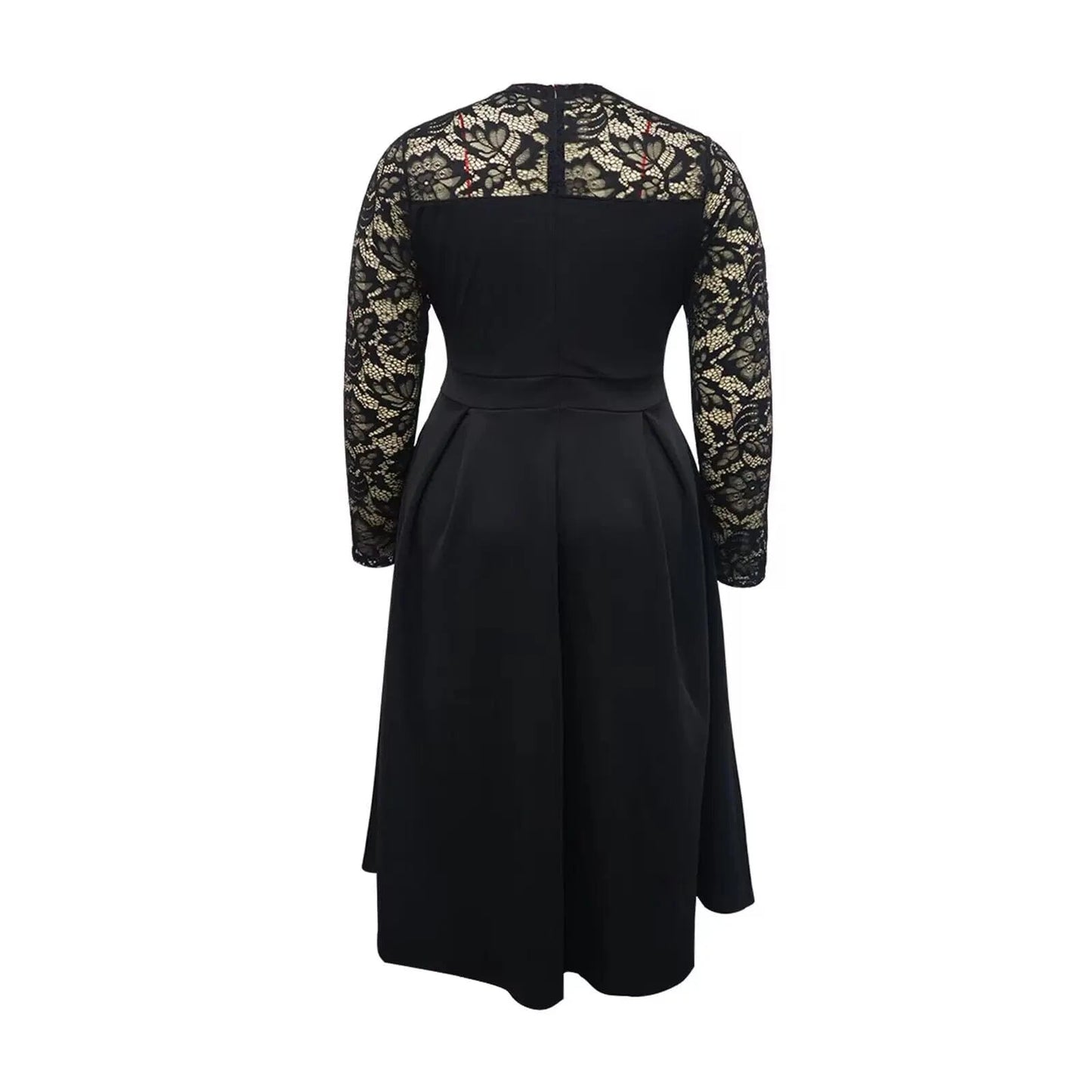 popular products 2024 Spliced lace round neck long sleeve plus size women clothing 2024 elegant dresses