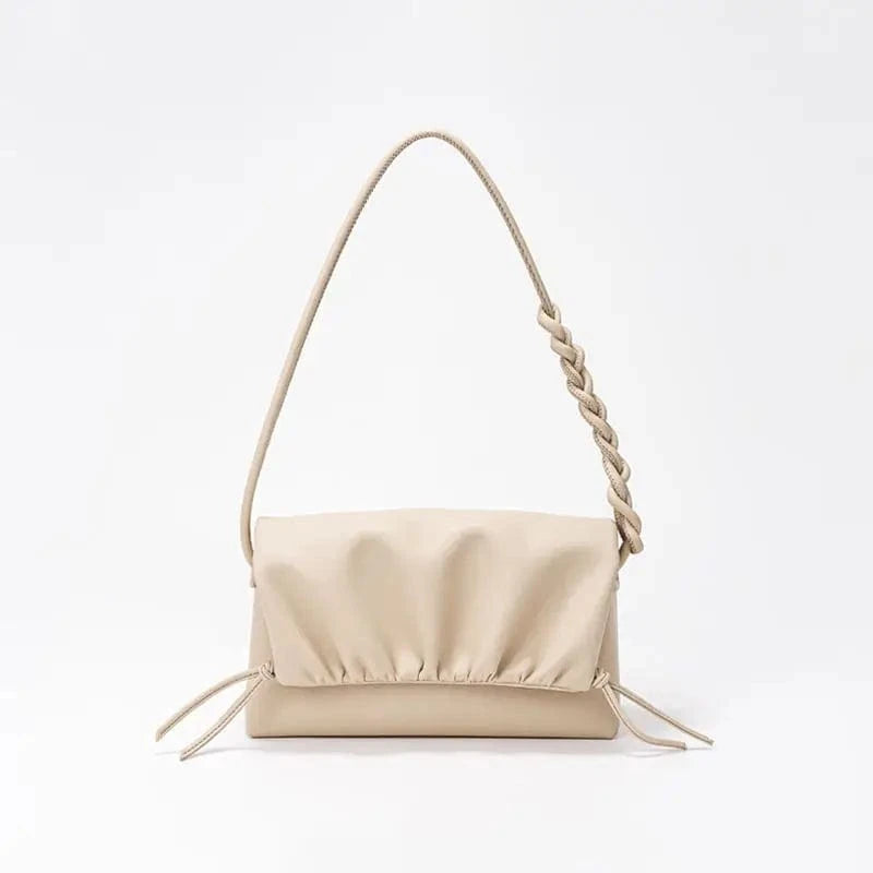 Portable Cowhide Leather Underarm Bag Fashion Drawstring Crossbody Bag Luxury Design Genuine Leather Shoulder Bags for Women
