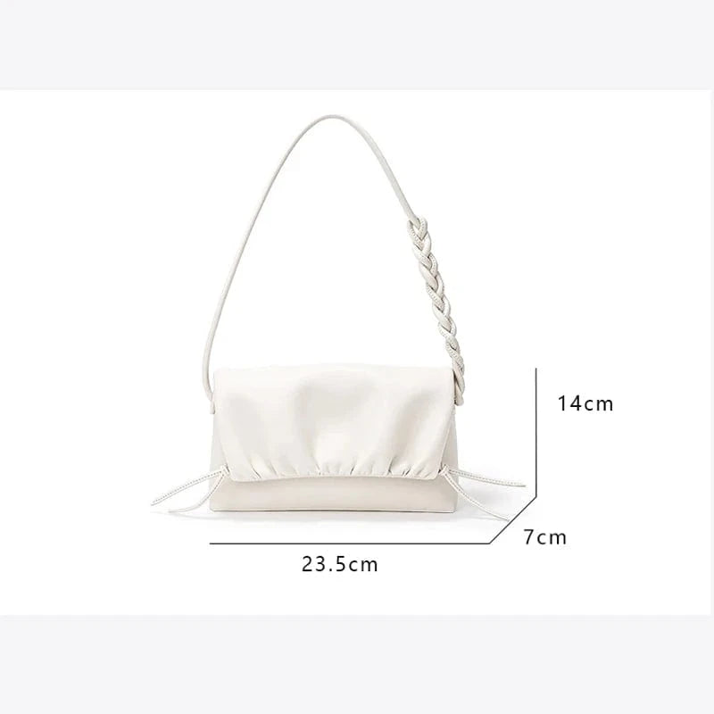 Portable Cowhide Leather Underarm Bag Fashion Drawstring Crossbody Bag Luxury Design Genuine Leather Shoulder Bags for Women