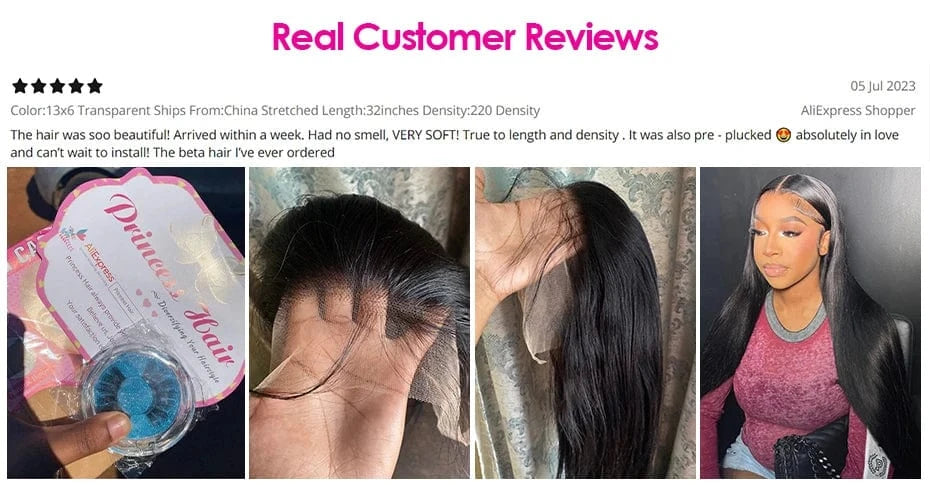 Princess 13x4/13x6 HD Transparent Lace Front Human Hair Wigs PrePlucked 4x4 Closure Wig Brazilian Straight Lace Frontal Wig
