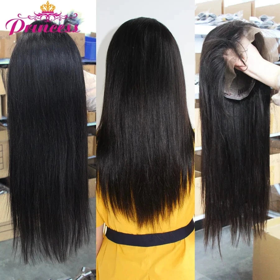 Princess 13x4/13x6 HD Transparent Lace Front Human Hair Wigs PrePlucked 4x4 Closure Wig Brazilian Straight Lace Frontal Wig
