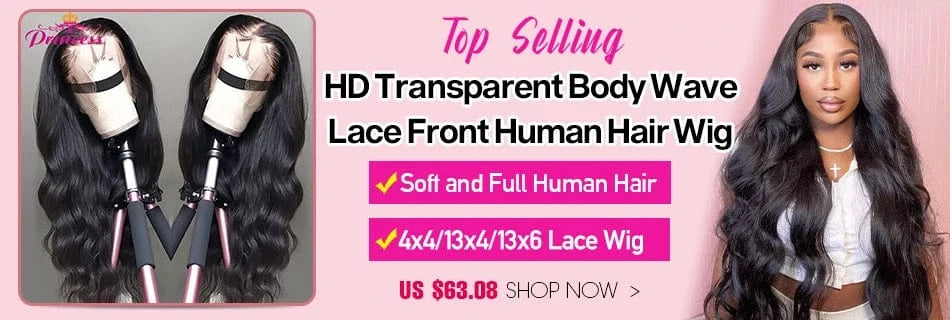 Princess 13x4/13x6 HD Transparent Lace Front Human Hair Wigs PrePlucked 4x4 Closure Wig Brazilian Straight Lace Frontal Wig