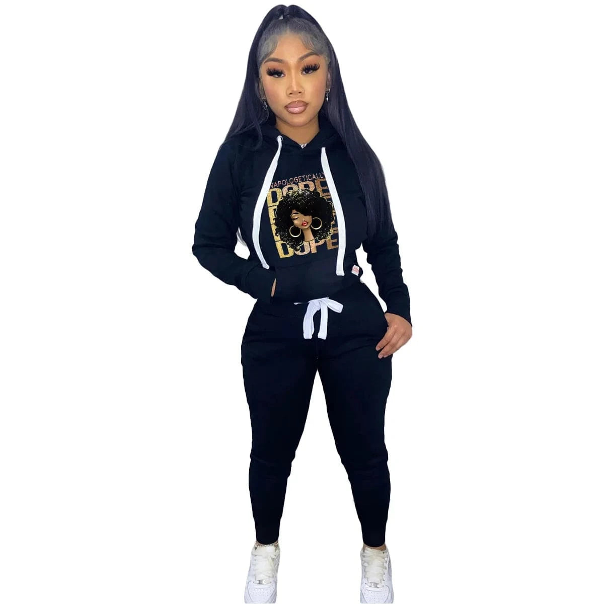 Print Pullover Hoodies Sweatsuits Women Two Piece Set Autumn Winter Fashion Casual Long Sleeve Hooded Sweatpants Tracksuits