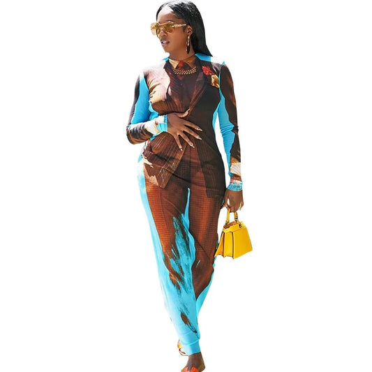 Printing women dress long-sleeved fashion  dress with suit pattern autumn &winter dress high quality boutique women's clothing