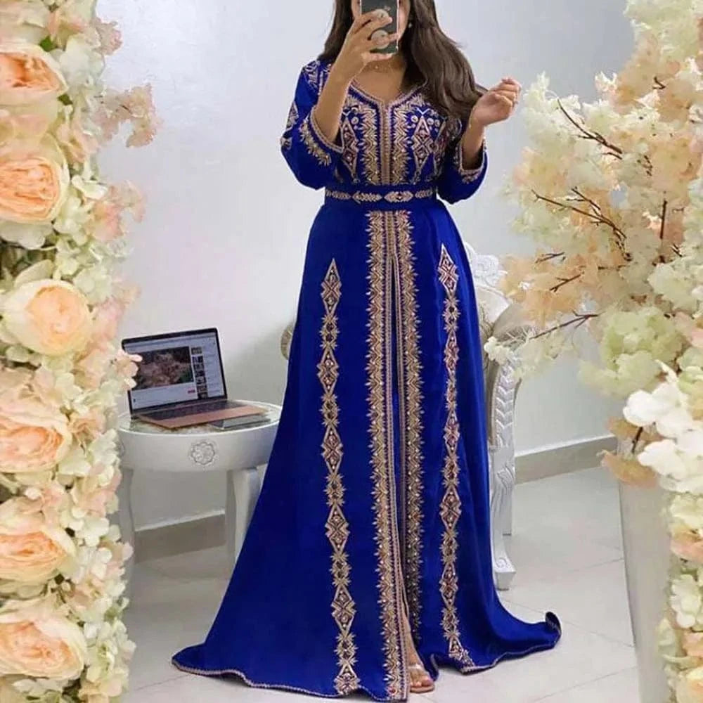 Prom Dresses 2024 Kaftan Abaya Islamic Clothing Embroidery Beaded Kaftan Luxury Dresses Elegant Caftan Marocain Women 1 Piece