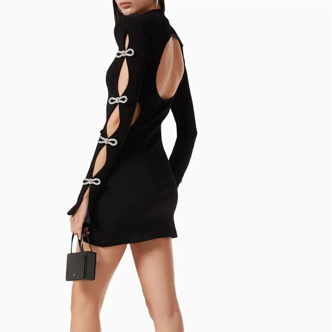 Prom Evening club Party Backless Elegance Long sleeve Bodycon Women Party Knitting Rayon sexy Elegant Spring Casual mini Dresses