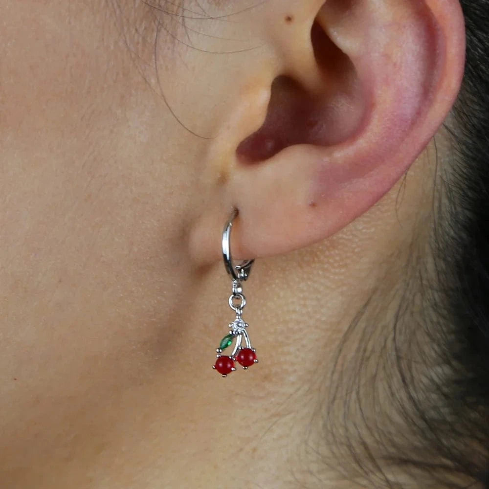 Promotion 2024 summer delicious fruit lovely cute pendant charm small hoop earring girls women