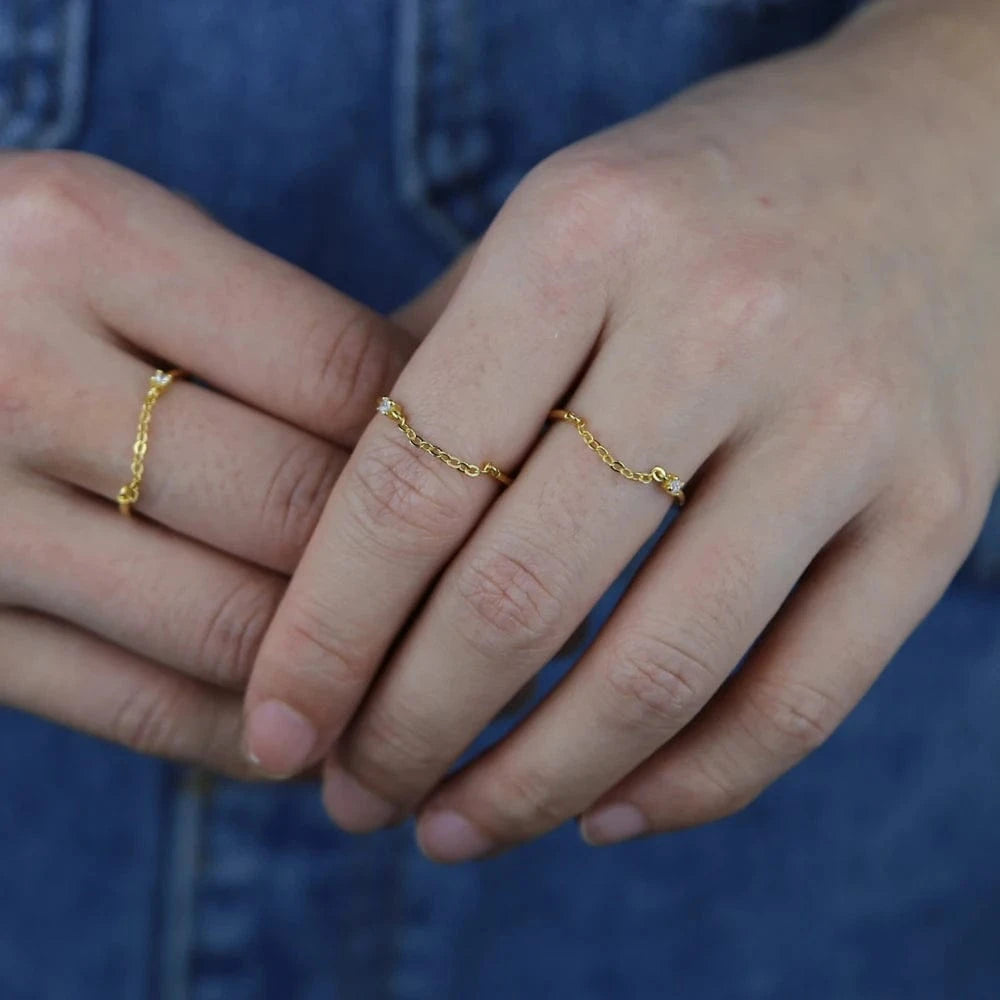 Promotion One CZ Tiny Band Ring with Gold Filled Real 925 Sterling Silver Stackable Mini Finger Rings For Women Girls