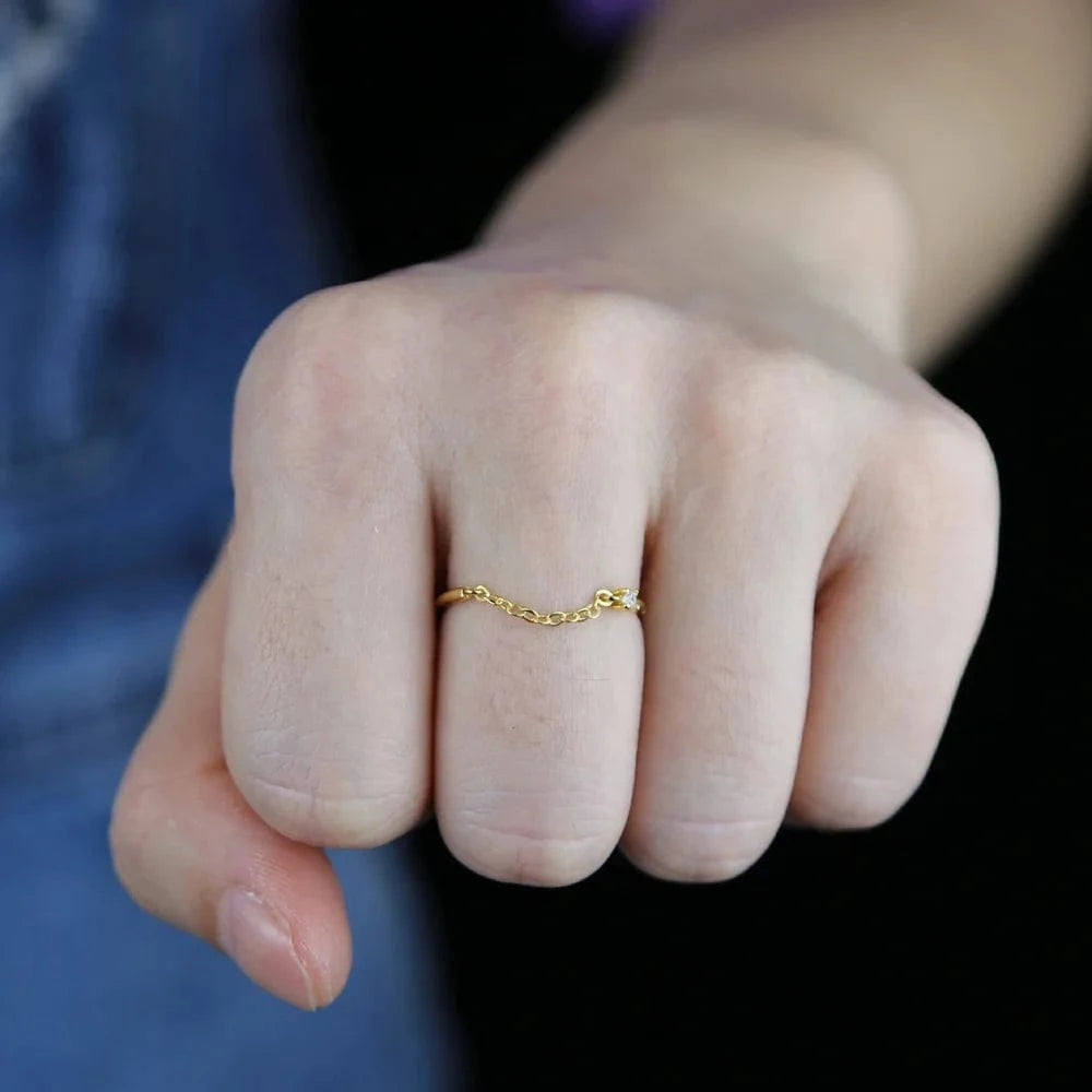 Promotion One CZ Tiny Band Ring with Gold Filled Real 925 Sterling Silver Stackable Mini Finger Rings For Women Girls