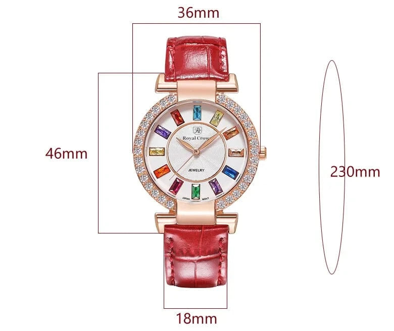 Prong Setting Luxury Clock Lady Women's Watch Fashion Hours Bracelet Colorful Rhinestone Girl Birthday Gift Royal Crown Box