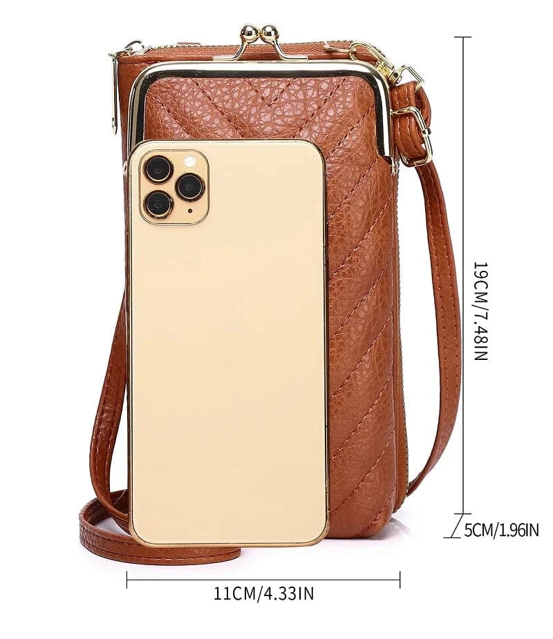 PU Leather Shoulder Messenger Cell Phone Bag Small Card Holder Crossbody Wallet Clutch Bag for women