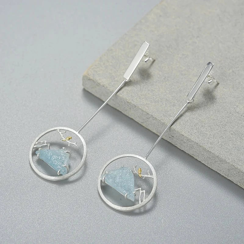 Pure 925 Sterling Silver Natural Blue Gemstone Jewelry Sets