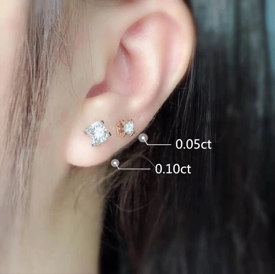 Pure gold jewelry wholesale women trendy single diamond 18k solid gold earring