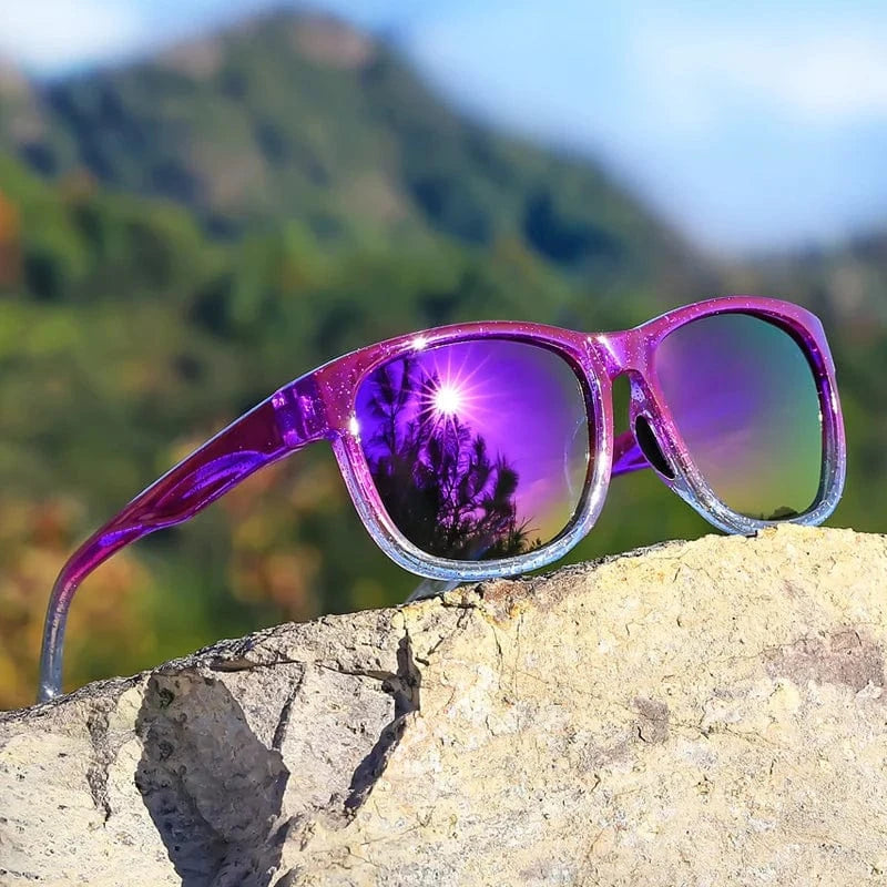 Purple 1 Pair Unisex Polarized Square Fashion Sunglasses - Lightweight Purple Glitter Frame, TAC Lenses for Outdoor Sports & Fashion