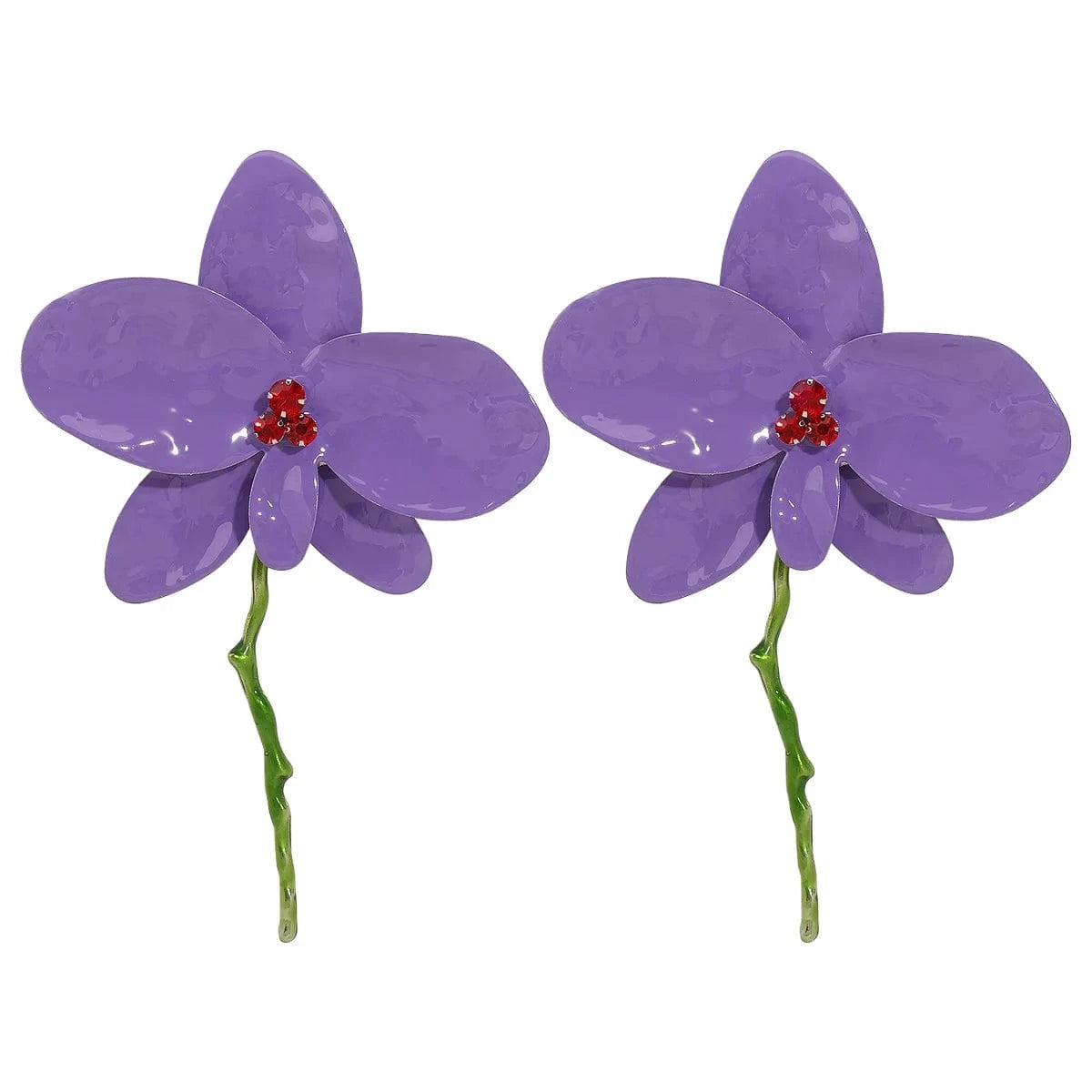 Purple Fashion Vacation Style Petal Earring Exaggerated Metal Big Flower Earrings for Women