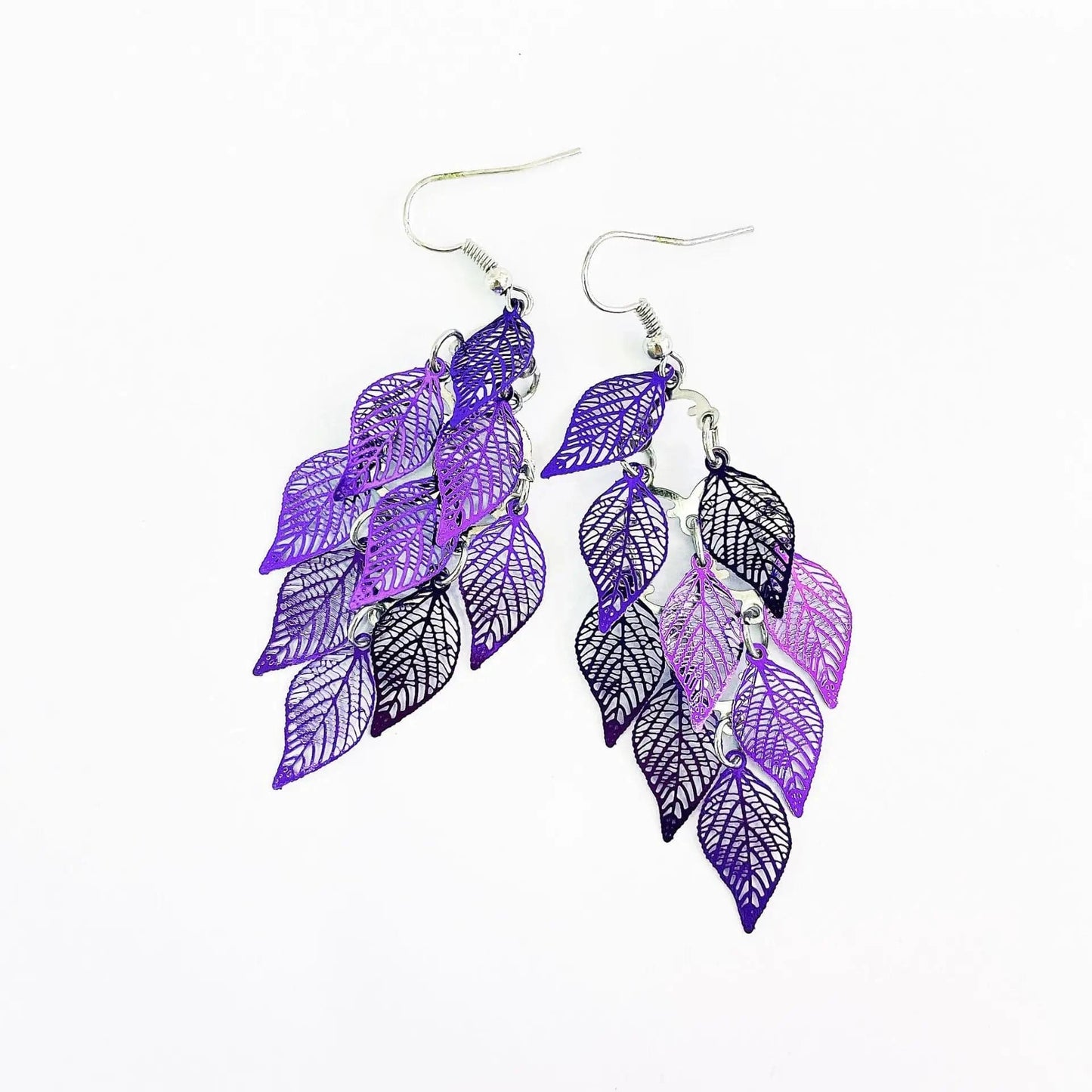 Purple New fashion leaf earrings color copper earrings jewelry