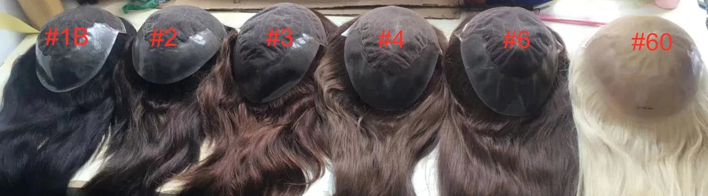 Q6 Australia swiss lace with pu around woman toupee Wig Prosthesis 180% light brown human hair topper for woman