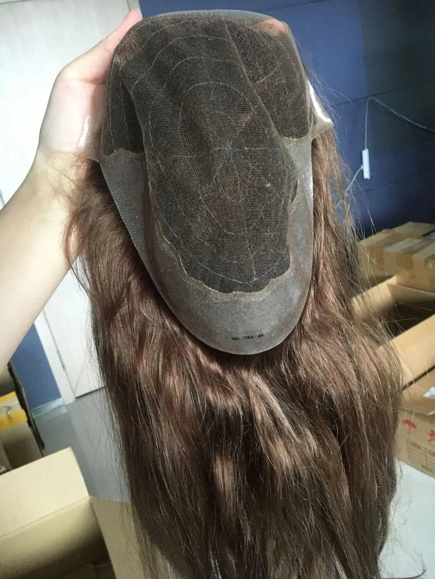 Q6 Australia swiss lace with pu around woman toupee Wig Prosthesis 180% light brown human hair topper for woman