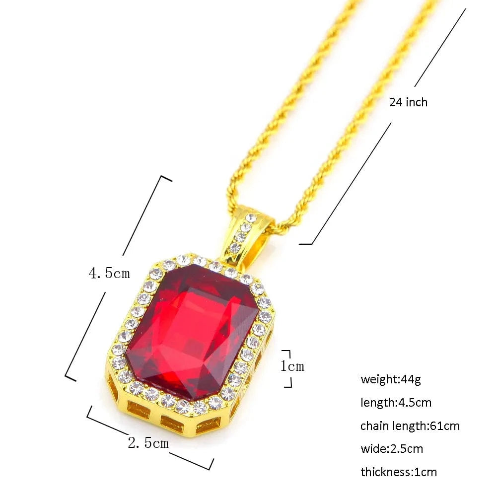 Qiuhan Blingbling Hip Hop Gem Ring Earrings Pendant Necklace Jewelry Set Gift