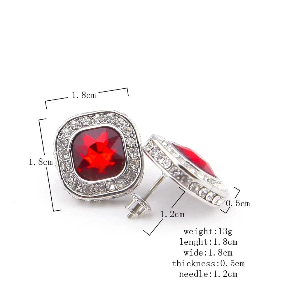 Qiuhan Blingbling Hip Hop Gem Ring Earrings Pendant Necklace Jewelry Set Gift