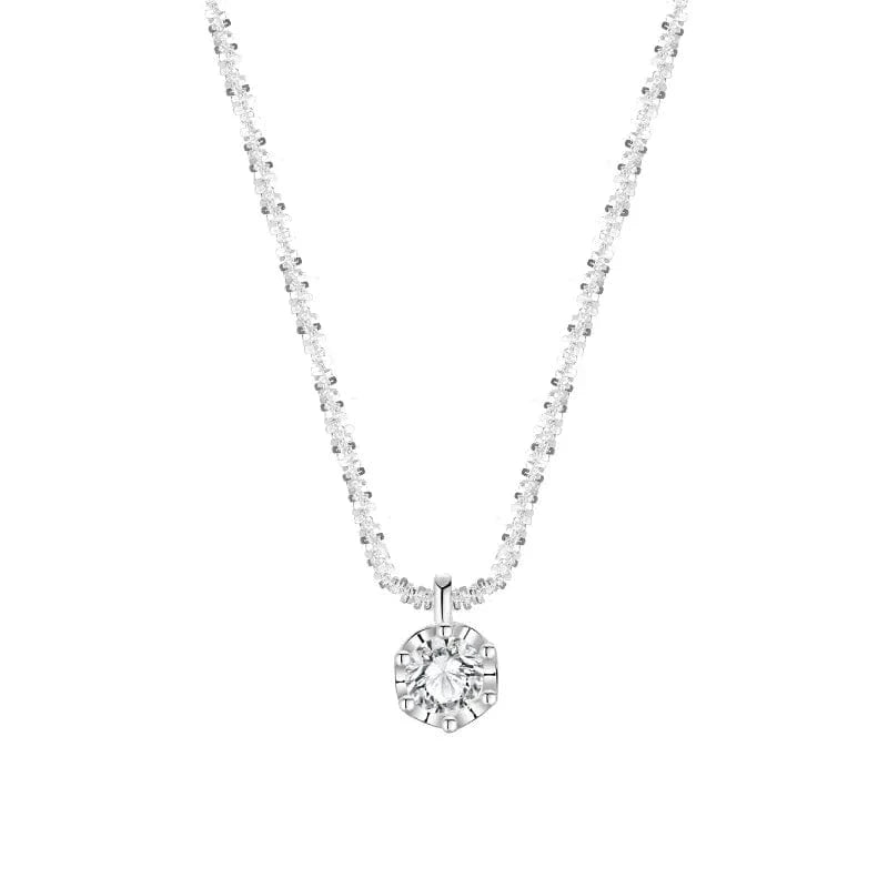 QIUHAN Jewellery for Women S925 Sterling Silver Glittering Star Necklace
