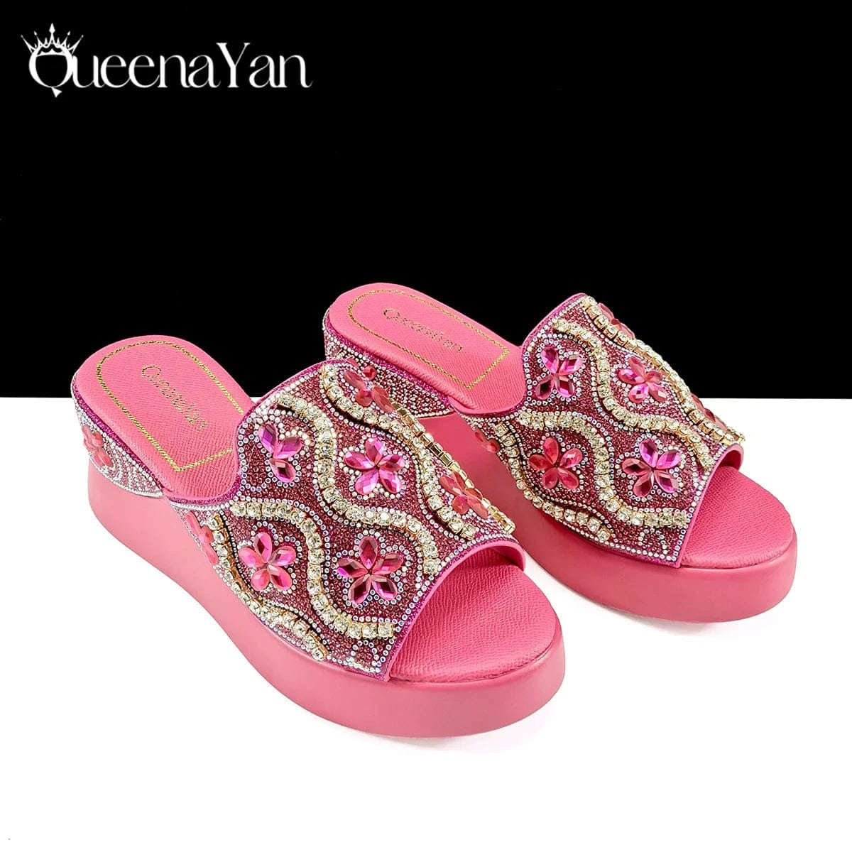 Queena Yan High Quality 2025 Newst Hot Selling Open Toe Slingback Sandals with Bag Set in Green Color For Women Wedding Party