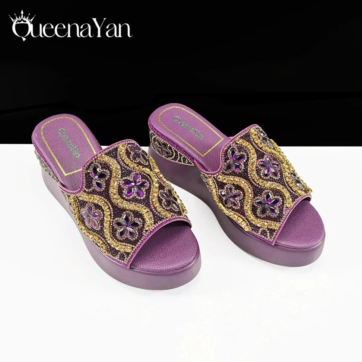 Queena Yan High Quality 2025 Newst Hot Selling Open Toe Slingback Sandals with Bag Set in Green Color For Women Wedding Party