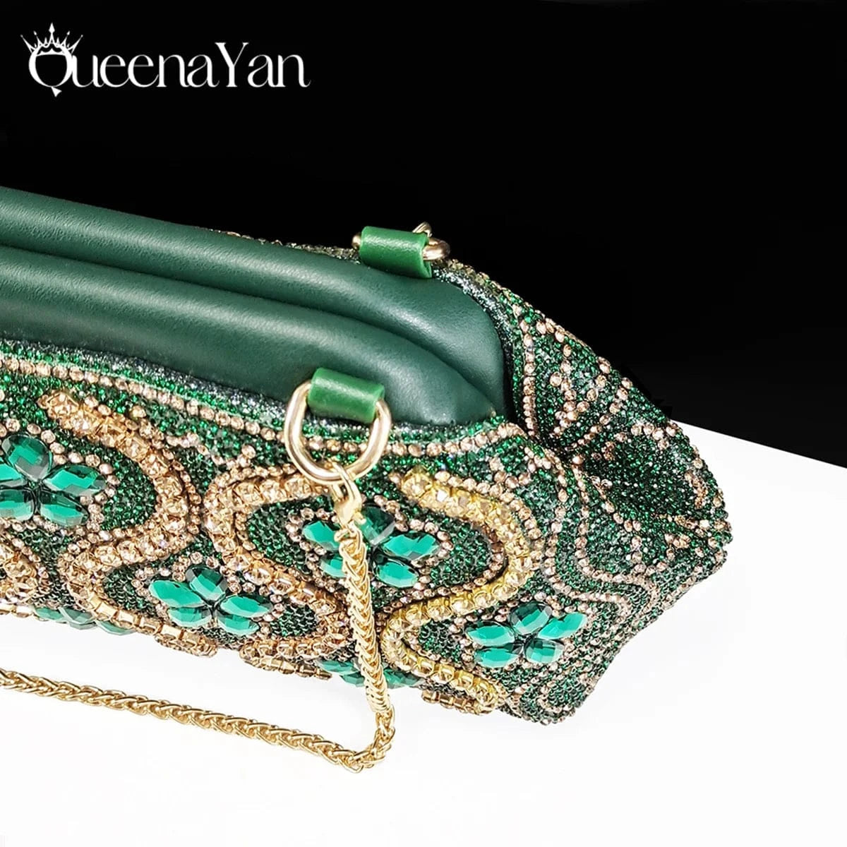 Queena Yan High Quality 2025 Newst Hot Selling Open Toe Slingback Sandals with Bag Set in Green Color For Women Wedding Party