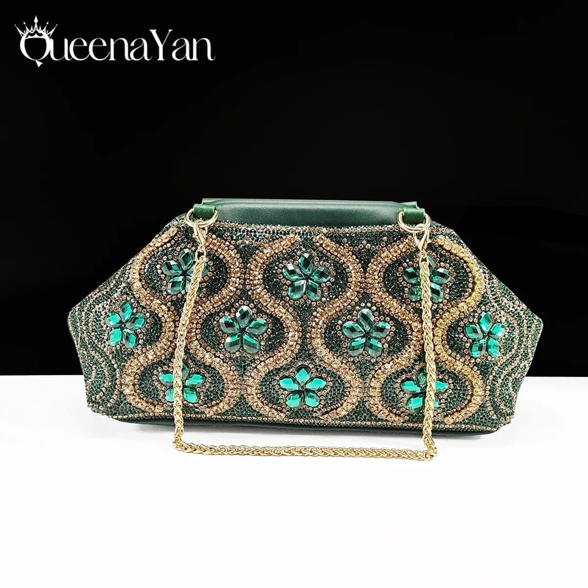Queena Yan High Quality 2025 Newst Hot Selling Open Toe Slingback Sandals with Bag Set in Green Color For Women Wedding Party