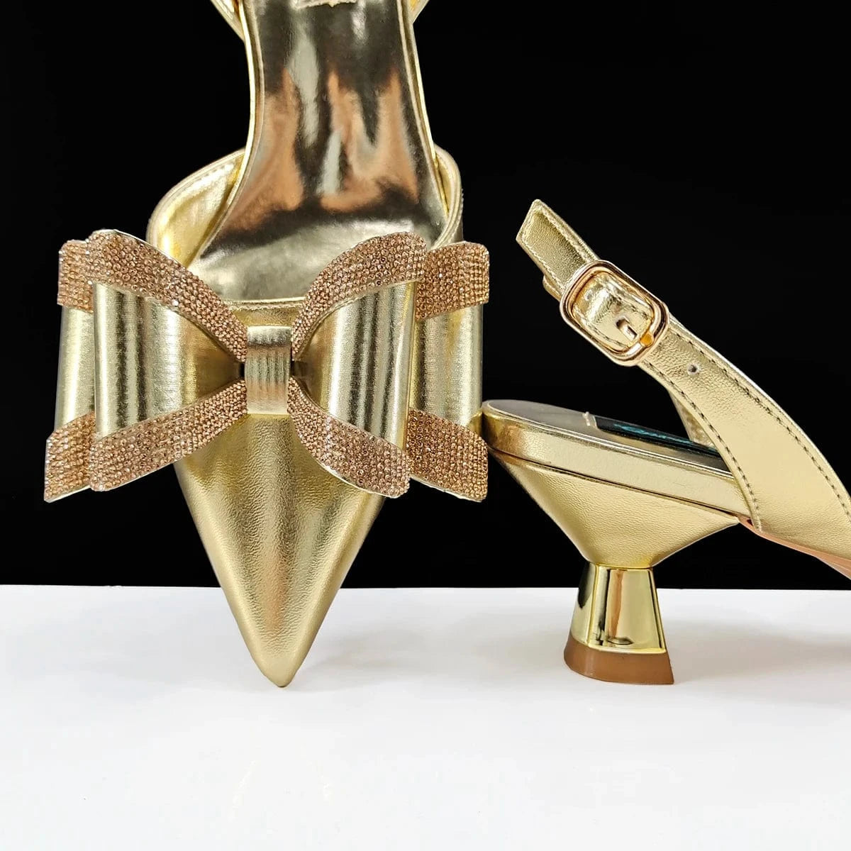 Queena Yan Italian Design High Quality Elegant Butter-fly Design Decoration Peach Color Party Wedding Women Shoes and Bag