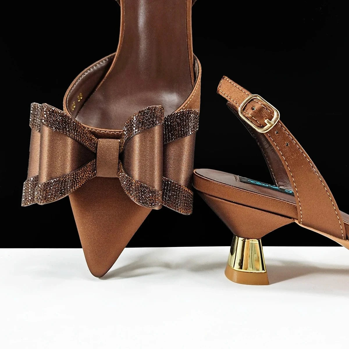 Queena Yan Italian Design High Quality Elegant Butter-fly Design Decoration Peach Color Party Wedding Women Shoes and Bag