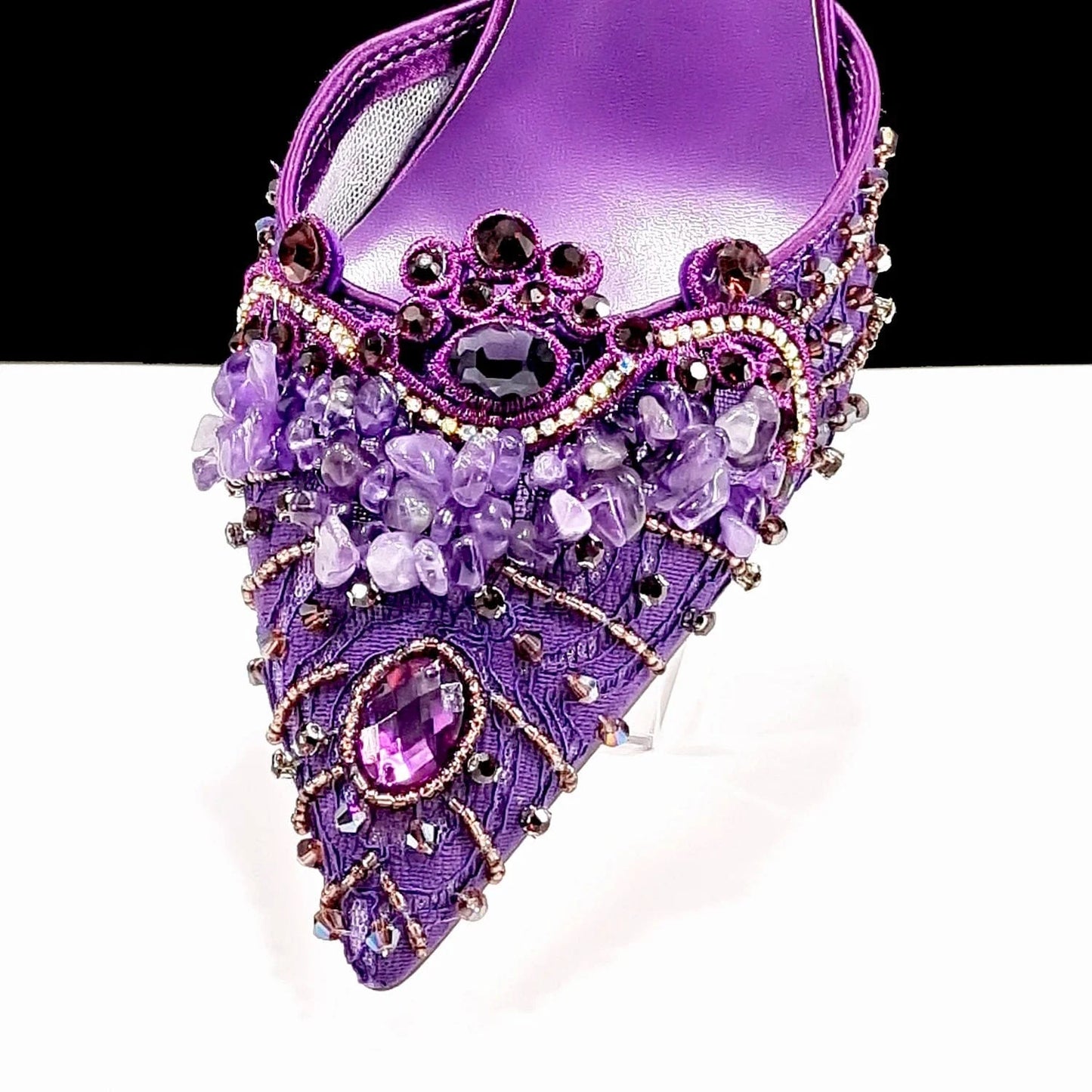 Queena Yan Women High Heel Party For Purple Color Shoes and Bag Set Rhinestone Handbag Italian Design Wedding INS 2025